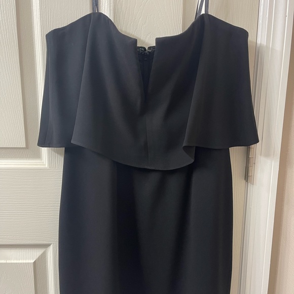 BCBG Max Azria Sz 10 Cocktail Mini Dress Kate Black Strapless Split Neck Lined - Picture 3 of 5